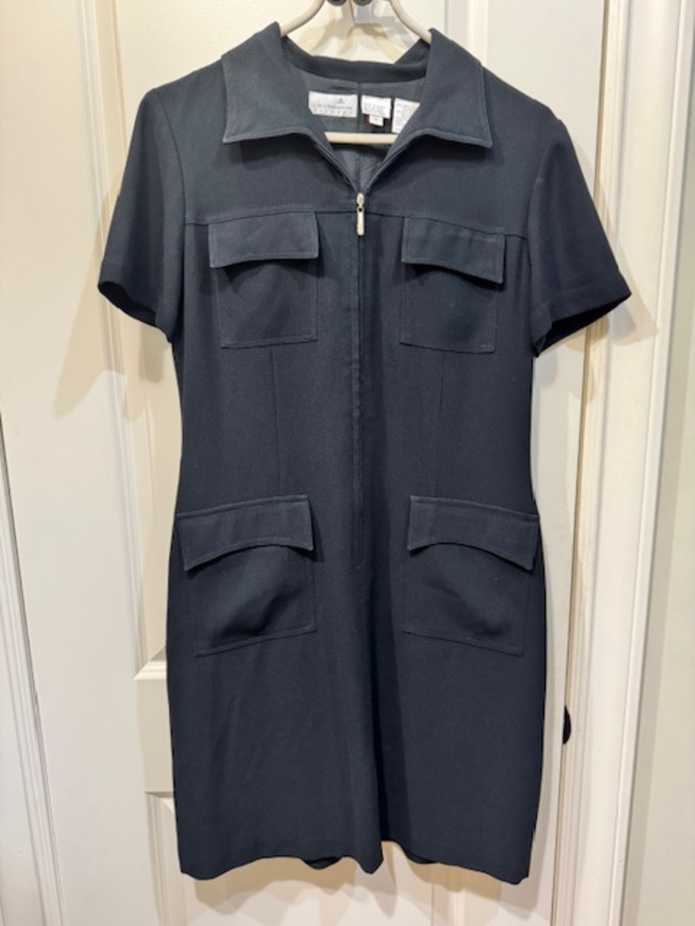 Liz Claiborne Vintage Black Zip-Front Short-Sleeve Dress